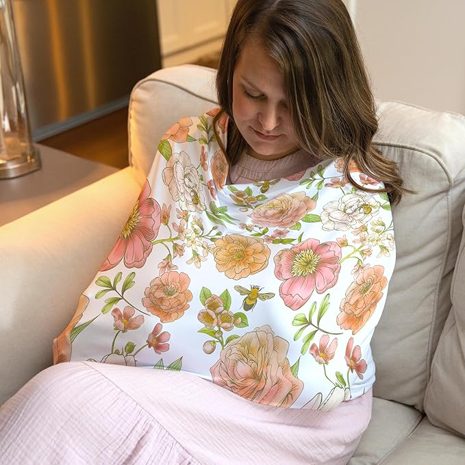Honey Lemonade - Baby Car Seat Cover - Breastfeeding Baby Nursing Cover Carseat Canopy - Multifunctional Stretchy Soft Baby Car Seat Cover for Girl and Boy - Gender Neutral