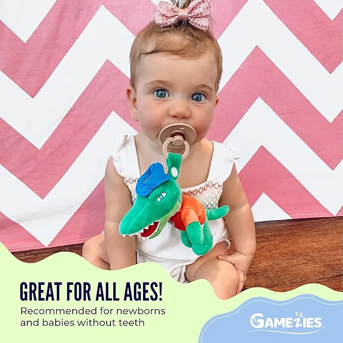 Gamezies Baby Boy and Girl Silicone Clemson University The Tiger Mascot Plush Pacifier Collegiately Licensed, Removable, Washable Plush Toy CPSIA Tested, BPA-Free 0-6 Months