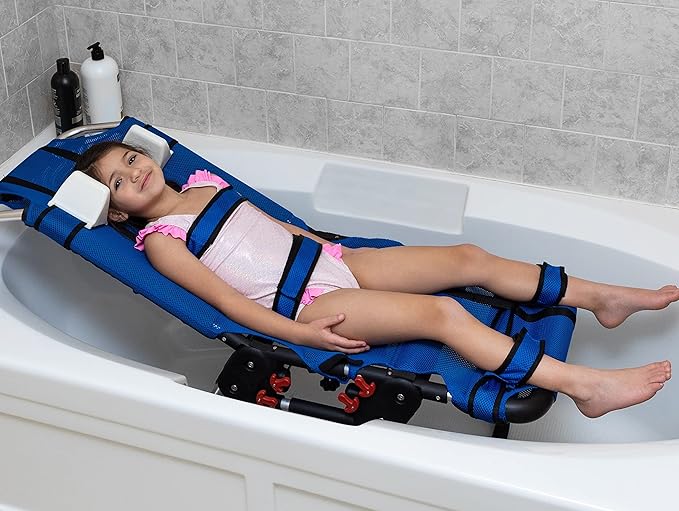 Anchor Pediatric Bath Chair for Kids with Special Needs by Circle Specialty- Adjustable Bath Chair for Children & Teens- Fast-Drying Mesh Fabric, Head Rest, Support Bars, Positioning Straps (X-Small)