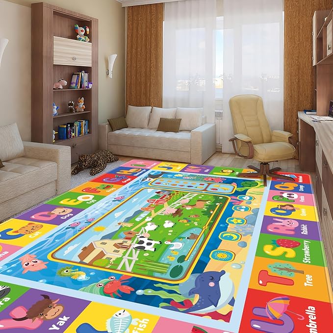 Baby Play Mat for Floor, Kids Rug Playmat Baby Crawling Mats Educational Tummy Time Mat Soft ABC Play Mats for Toddlers Infants Kids Rug for Playroom Classroom(110.2X78.7 INCH, Style1)