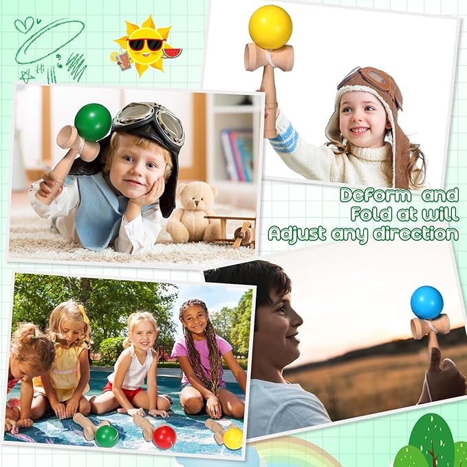 Libima 4 Packs Wood Kendama Catch Ball Toy in Cup Game Wooden Vintage Catch Hand Eye Coordination Educational Game for Beginner Birthday Party Supplies Favors Gifts(Classic)