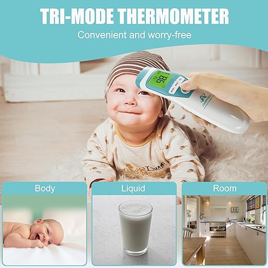 Amplim Hospital Medical Grade Non-Contact No-Touch Forehead Thermometer for Baby and Adults, Touchless Temporal Fever Thermometer, Fast and Accurate Digital Thermometer