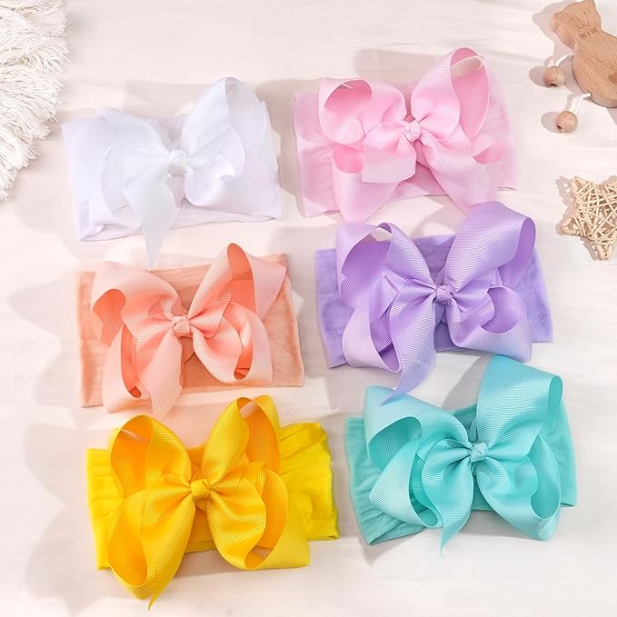 CÉLLOT 20 Colors Baby Bow Wide Turban Headbands Girls Big 5 inches Hair Bows Head Wraps Newborn Infants Toddlers Hairbands