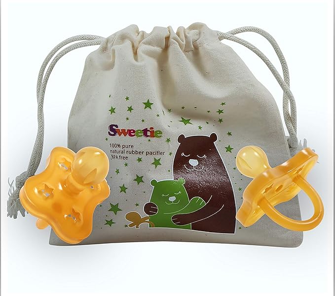 Sweetie Rubber Pacifier STAR SHAPE RUBBER Natural Rubber with Rounded Nipple 1 Count (0-6 small)