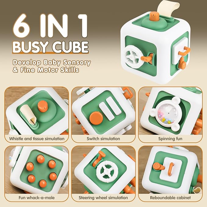 Toys for 1 Year Old Boy Girl, Montessori Busy Board Busy Cube, Travel Toys for Toddlers 1-3, 1 Year Old Girl Boy Gifts, Easter Basket Stuffers for Toddler