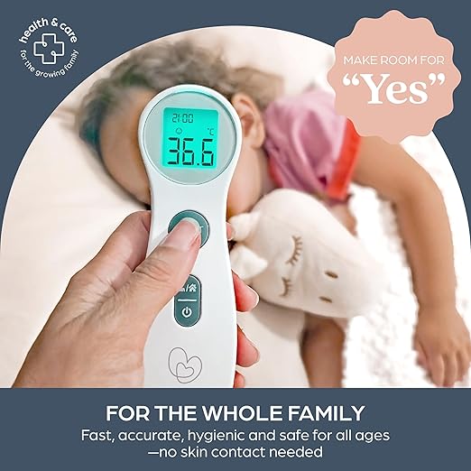 Dreambaby Infrared Forehead Thermometer, No Contact, Digital Display, Memory Storage and Fever Alerts, for Adults and Kids, Includes Batteries