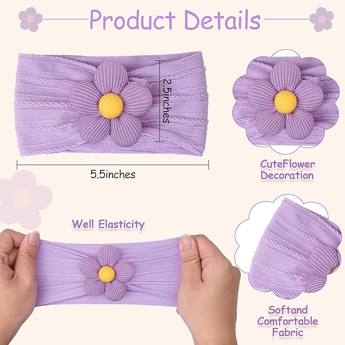 JOYOYO 10 Colors Baby Flower Headbands Baby Girls Nylon Headband Soft Hairbands Hair Accessories for Newborn Infant Toddler Kids