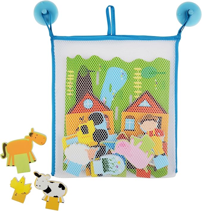 Buddy & Barney: Bath Time: Build & Play - On The Farm - Floating 3D Foam Stickers, Interactive Animal Scene, Suction Cup Mesh Bag, Water Toy, Kids 3+