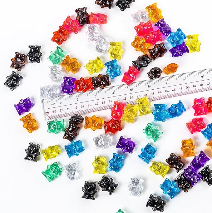 100 Pcs Translucent Bear Counters, Counting Animal Matching Games Color Sorting Toys, Translucent Toys for Light Table, Includes 11 Activity Cards