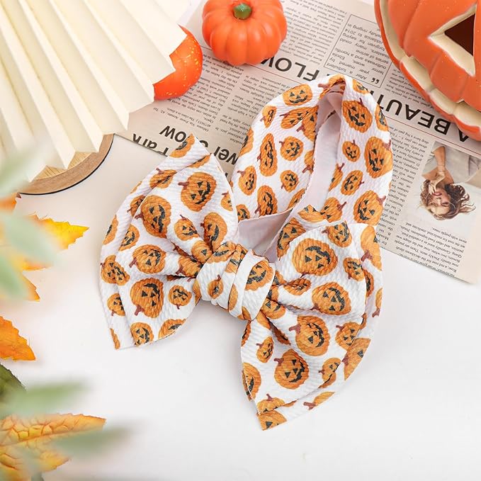 7’’ Pumpkin Bows for Baby Girls Halloween Girl Headbands Baby Bow Girl Outfits Pumpkins Hair Accessories for Newborn Infant Toddler Clothes
