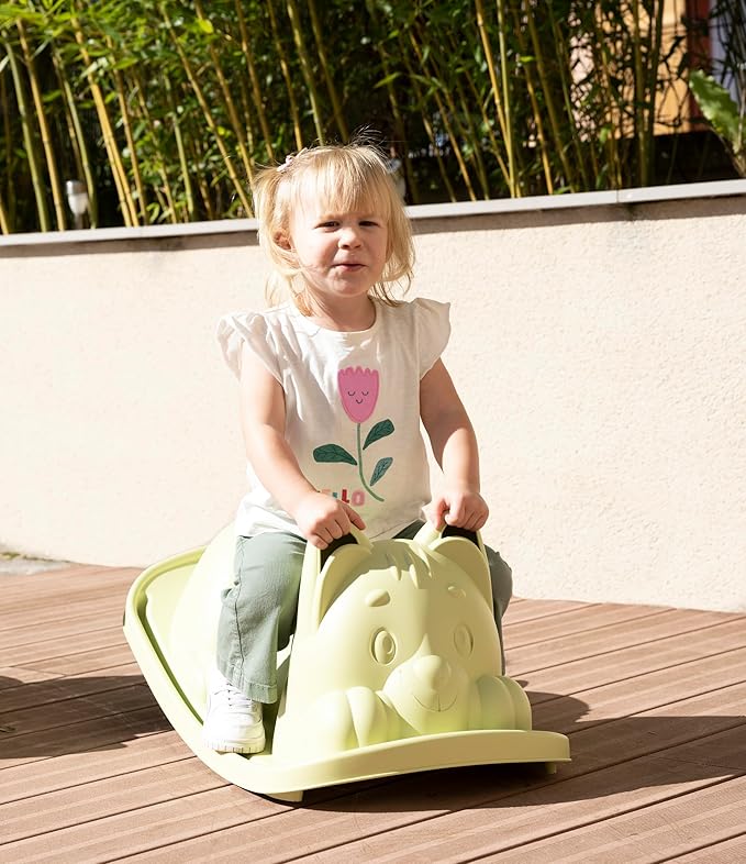 Smoby Life – Green Cat Rocking – Ergonomic Seat – Grip Handles – Recycled Material – from 18 Months – Made in France