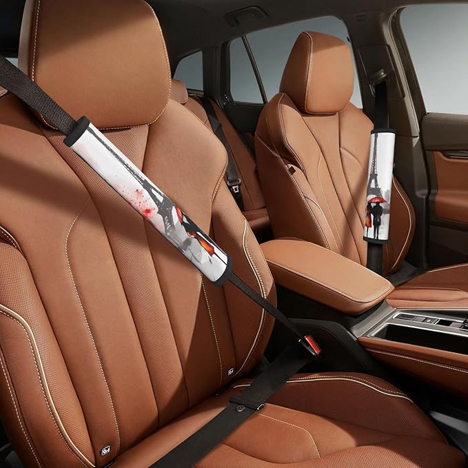 France Paris Eiffel Tower Seat Belt Cover Fits Cars Trucks SUV Sedans Air Permeability Car Seatbelt Strap Cover, Romantic Auto Interior Accessories Protector