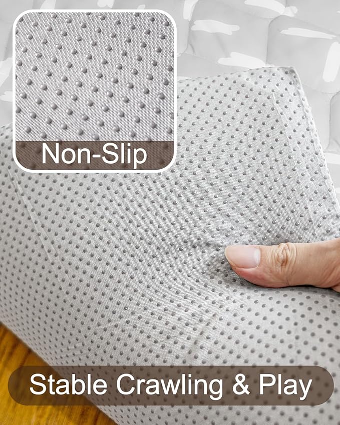 Foam Baby Play Mat 50x50, Removable and Machine Washable Cover, Thicken Cushioning Playmat and Perfect for Playpen, Non-Slip Bottom, Easy to Clean for Infants, Toddlers & Babies(Lines)