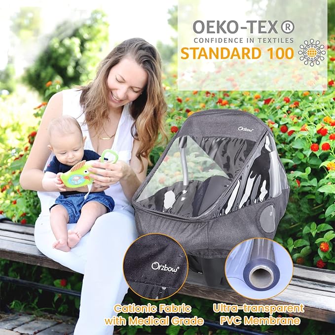 Car Seat Rain Cover, Compatible with Doona Infant Car Seat Stroller, Universal Rain Cover with Window for Waterproof, and Windproof, Breathable Baby Travel Weather Shield Stroller Accessories, Black