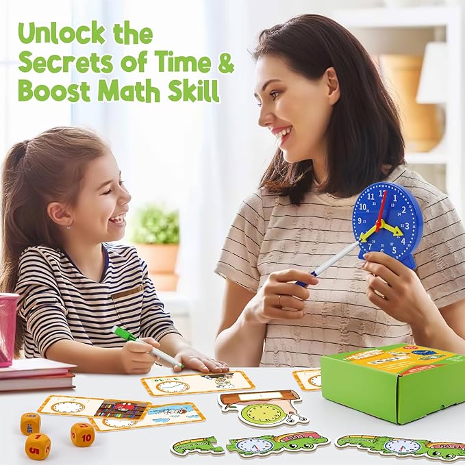 Edulok Toddler Learning Clock, Telling Time Teaching Clock for Kids, Math Manipulatives, Math Puzzle Games, Kindergarten Educational Sensory Toys, Preschool Learning Activities, Homeschool Supplies