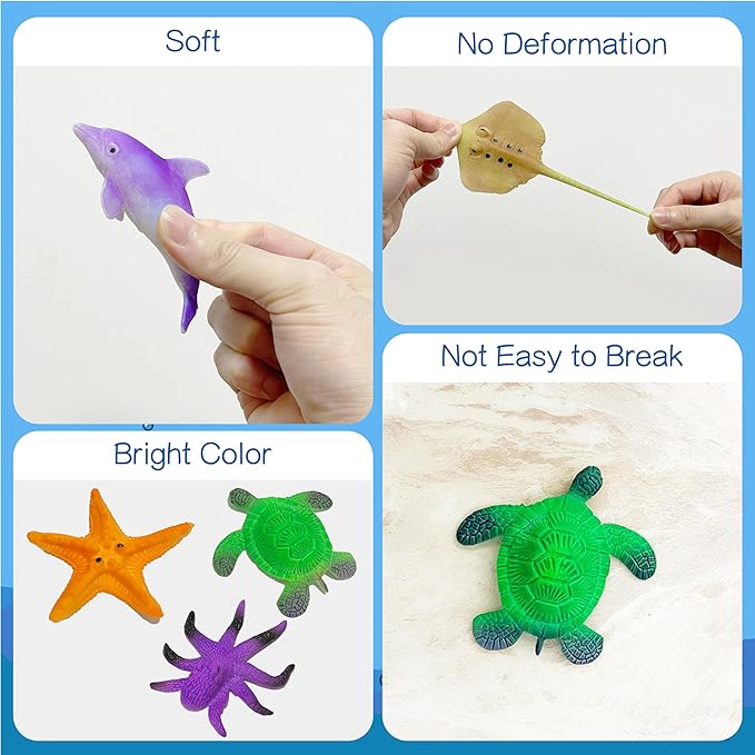 Ocean Animal Series -12pcs Temperature Color Change Bath Toys,Water Table Toys for Easter Egg Fillers,Goodie Bags Fillers,Themed Party,Classroom Rewards,Carnival Prize, for Kids 3+
