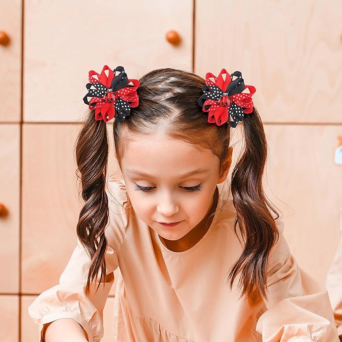 Ladybug Hair Bow Clips Cute Ladybug Hair Bows Hair Barrettes Red Black Polka Dot Bows Hair Pins Animal Lady Bug Hair Accessories for Girls Toddlers Kids Teens Spring Halloween Party Supplies