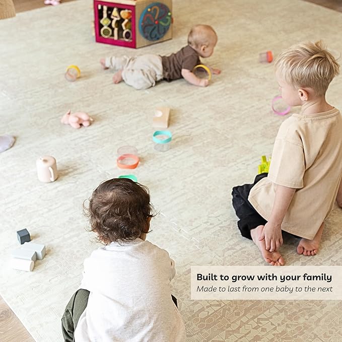 Little Landings Baby Play Mat for Floor - Sandstone (4x6ft) - Premium EVA Foam Play Mat for Babies & Toddlers (Ages 0-5+) Non-Toxic Playmat for Tummy Time, Crawling & Playroom - Stylish & Comfortable