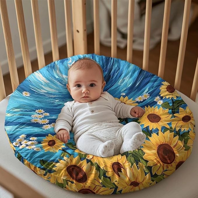 Newborn Lounger Cover, Sunflower Daisy Print Waterproof Infant Lounger Pillow Cover Soft Baby Lounger Slipcover Washable Infant Lounger Pillow Cover for Most Babies