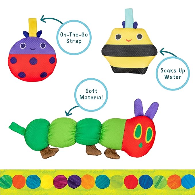 Kids Preferred Eric Carle Toddler Toys The Very Hungry Caterpillar Toy Water Play Set for Bath, Pool, or Beach, Floating Bath Toys for Kids Ages 0 and up