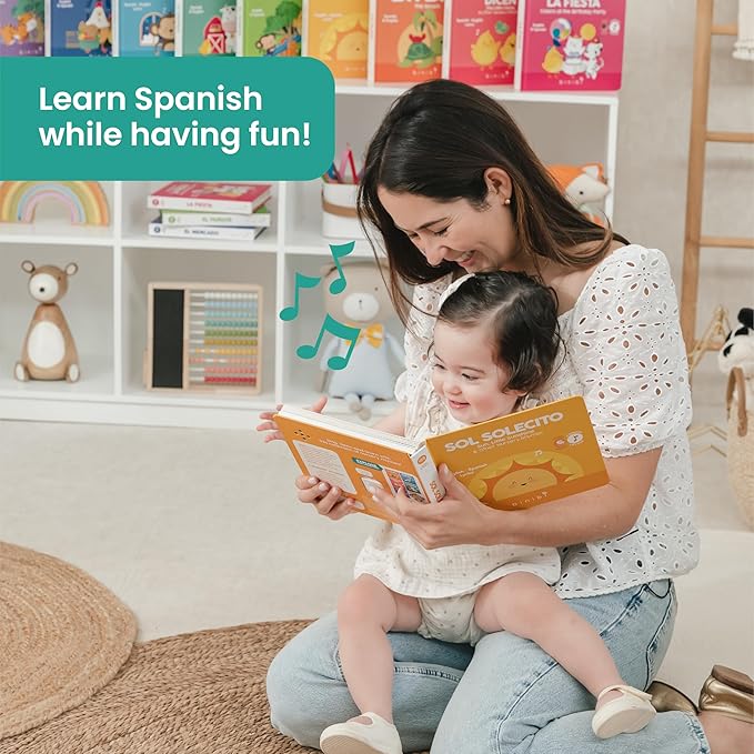 Binibi Sol Solecito – Bilingual Musical Sound Book for Toddlers 1–3, Spanish Nursery Rhymes & Play Songs, Interactive Board Book. Libro en Espanol para bebés.