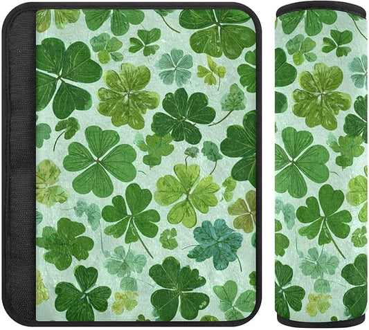 2 Pack Seatbelt Covers Seat Belt Cover Pad for Adults Boys Girls Car Seat Strap Covers Pads Cushion Universal Shoulder Strap Pad Protector for Backpack Camera Bag 6.5 Inch Green Nature St Patrick Clov