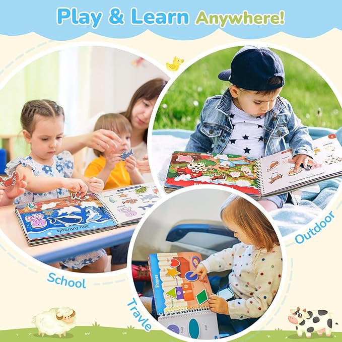 JoyCat Preschool Busy Book for Toddlers 3-5, Dual-Language Learning Activities, Educational Sensory Toys, Autism Learning Materials for Boys & Girls (English Version, No Assembly Required)