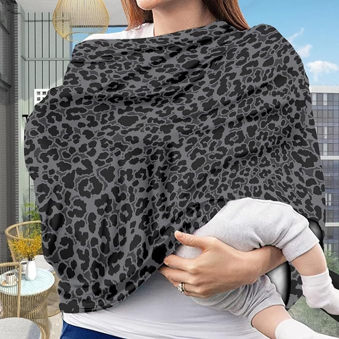 Car Carseat Canopy for Puppy’s Lover Multifunctional Daily Baby Nursing Cover Leopard Print Breastfeeding Cover Privacy Protector