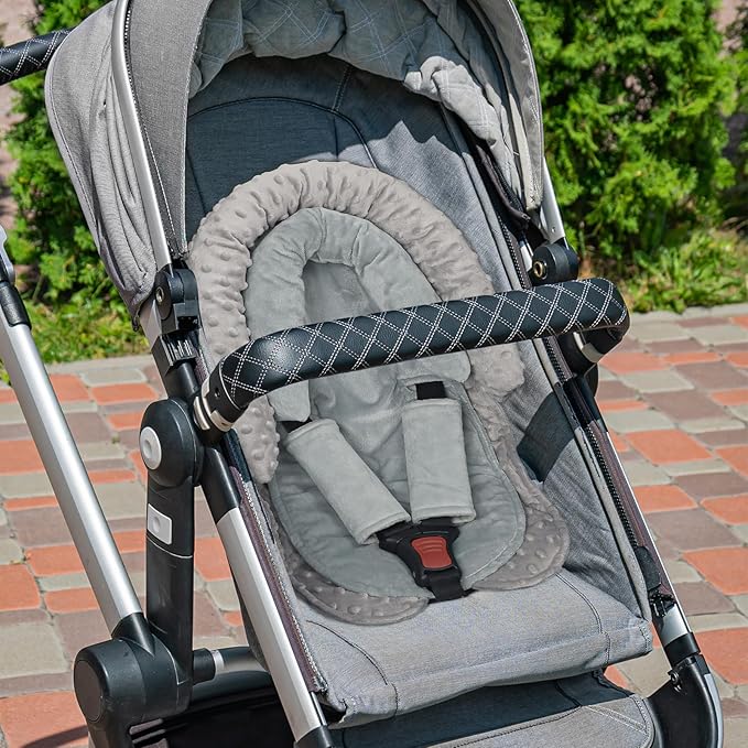 Infant Car Seat Insert, Baby Car Seat Head & Body Support with 2 Straps Pads, Ultra Soft Newborn Preemie Carseat Insert Cushion for Girls Boys, Fits Car Seat, Stroller, Swing, Bouncer, Grey