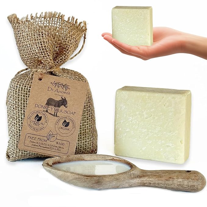 Dr.Ancient Donkey Milk Soap Bar Natural Moisturizing Milk Soap Ancient Inspired Handmade for Face and Body Gentle Cleanser for Sensitive and Dry Skin 5 oz