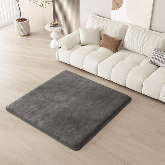 Baby Play Mat for Floor, 1.3" Thick Elasti-Foam Baby Play Mat, 50x50 Playpen Mat for Toddlers Infant Kids, Water Repellent Soft Coral Velvet Crawling Mat for Floor, Non-Slip Backing Safe Dark Grey
