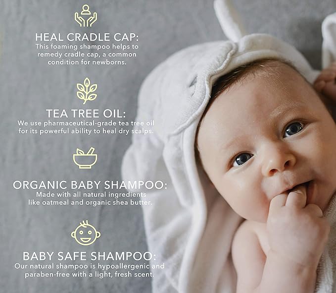 BELLA B GIFT SET Organic Cradle Cap Shampoo & Conditioner Treatment for Babies 8oz, Natural Ingredient Baby Shampoo with Complete Care Set for Baby Cradle Cap | Baby Hair Conditioner for Toddler