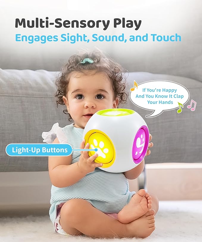 BEST LEARNING Learning Cube – Montessori Learning Cube for Babies 6–12 Months & Toddlers 1–3 – Musical Sensory Activity Cube with Lights & Sounds – Early Development Educational Toy