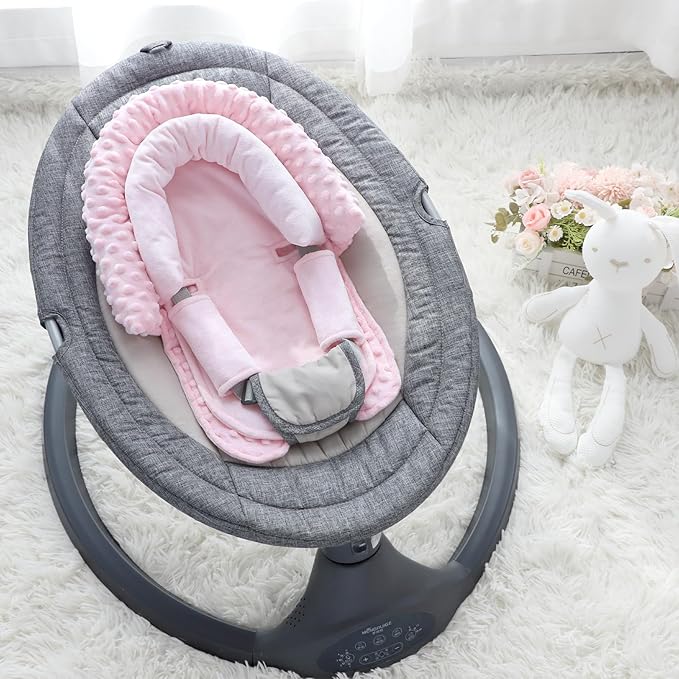 Infant Car Seat Insert, Baby Car Seat Head & Body Support with 2 Straps Pads, Ultra Soft Newborn Preemie Carseat Insert Cushion for Girls Boys, Fits Car Seat, Stroller, Swing, Bouncer, Pink