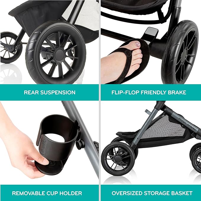 Evenflo Pivot Xpand Modular Travel System with LiteMax Infant Car Seat (Sabino Gray)