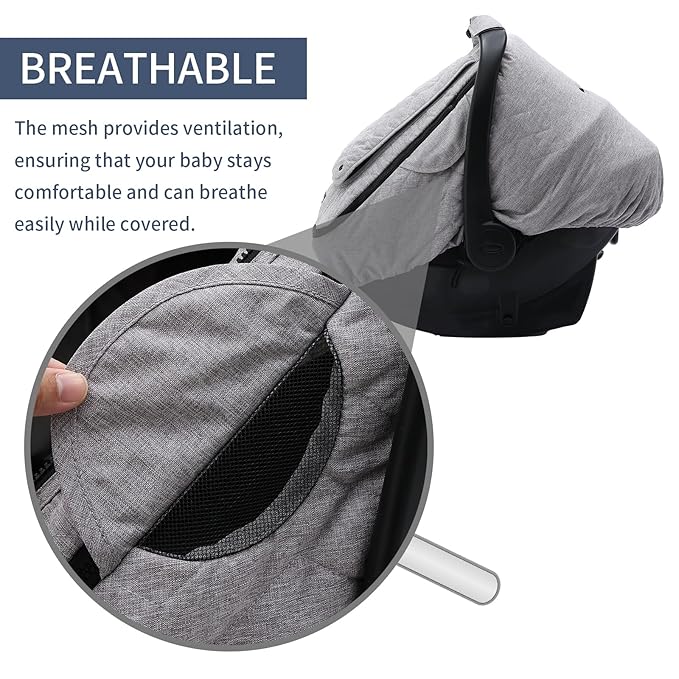 Baby Car Seat Cover - 3-Layer Thick Fabric, Waterproof, Breathable Mesh Window - Windproof & Snow Blocking, Keep Baby Warm in Winter - Universal Fit for Infant Car Seat and Carrier
