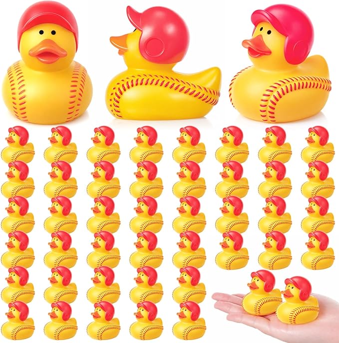 Deekin 24 Pcs Rubber Ducks 2 Inch Bulk Sport Party Favors for Team Events Decorations Birthday Party Supplies Club Player Gift (Softball Player)