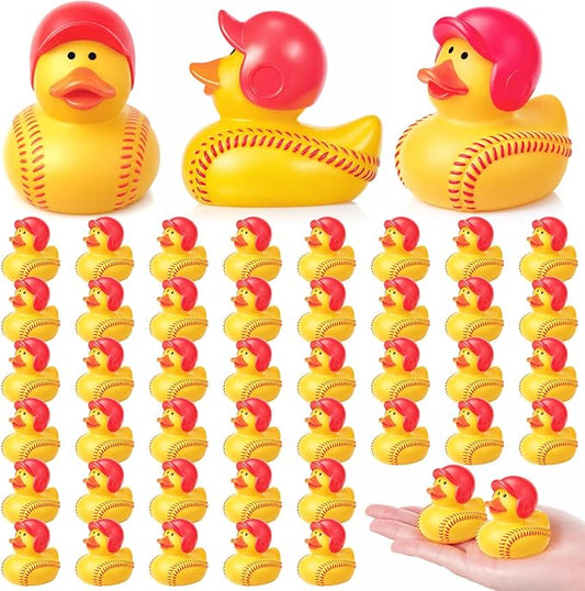 Deekin 50 Pcs Rubber Ducks 2 Inch Bulk Sport Party Favors for Team Events Decorations Birthday Party Supplies Club Player Gift (Softball Player)