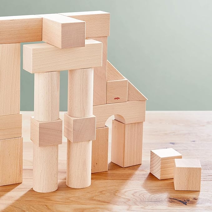 HABA Wooden Building Blocks 26 Piece Set: Open-Ended Stacking Toys, Toddler Blocks, and Wooden Toys Made in Germany for Creative Play and Learning