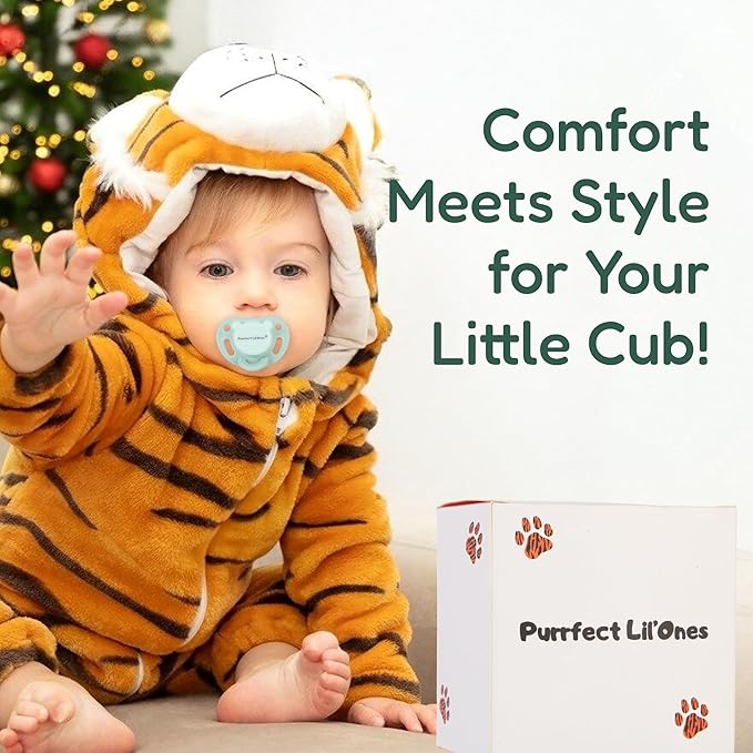 Purrfect Lil’Ones Silicone Baby Pacifier with Accesories | Clip & Case | Non-Toxic, Safe for Teething Babies | Keep it Clean | Light, Strong Grip, Easy to Clean, Travel-Friendly Storage, Shower Gift