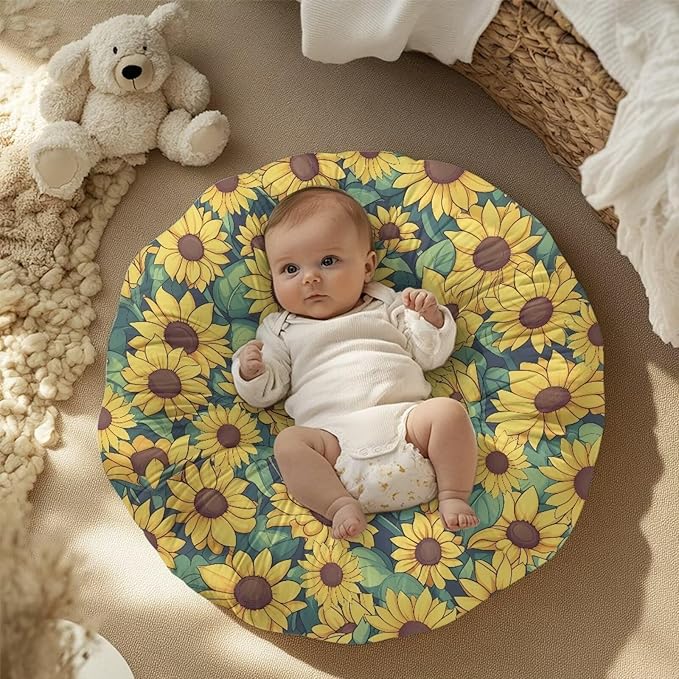 Sunflower and Cat Baby Lounger Cover Lounger Cover for Boys Girls Comfy Fit Infant Lounger for Baby, Infant Removable Slipcover Breathable and Washable