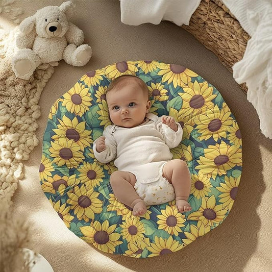 Sunflower and Cat Baby Lounger Cover Lounger Cover for Boys Girls Comfy Fit Infant Lounger for Baby, Infant Removable Slipcover Breathable and Washable