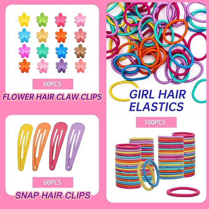 Hair Accessories for Toddlers, 220pcs, Colorful Mini Flower Claw Clips for Toddlers Cute Tiny Snap Hair Clips Metal No Slip Snap Hair Barrettes for Baby Fine Hair
