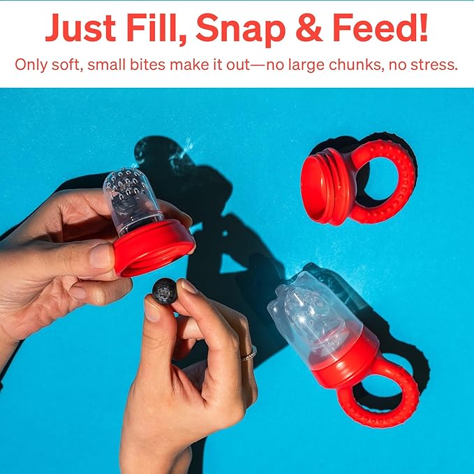 Baby Fruit Feeder by Lovenoobs™, Frozen Teething Toys for Babies, 2 Pack, Fruit Pacifier with 6 Teats, BPA/BPS Free, Mesh Teether, Food-Grade Silicone, Baby Feeding Essentials