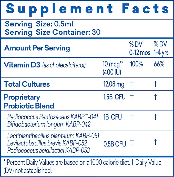 CalmCo Probiotic Vitamin D Drops - Supports Infant & Child Gut Health, Helps Reduce Gas, Colic & Fussiness, Baby Probiotic Drops with Vitamin D3, Pediatrician Recommended, Unflavored, 15ml (Pack of 1)