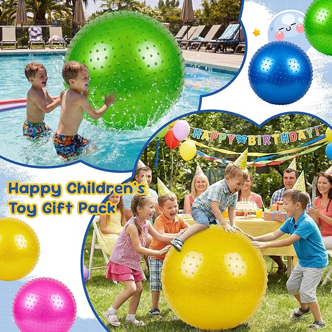 Jerify Knobby Balls Bouncy Spiky Sensory Ball Bulk Soft Inflatable Massage Stress Plastic Toy for School Party Play Indoor Outdoor