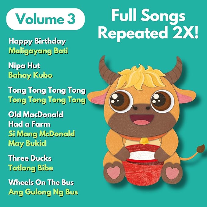 Vol. 3 — Interactive Sound Board Book for Toddlers 1-3, Bilingual English & Filipino Songs & Nursery Rhymes, Talking Musical Book, Musical Toy Gift for Babies & Kids