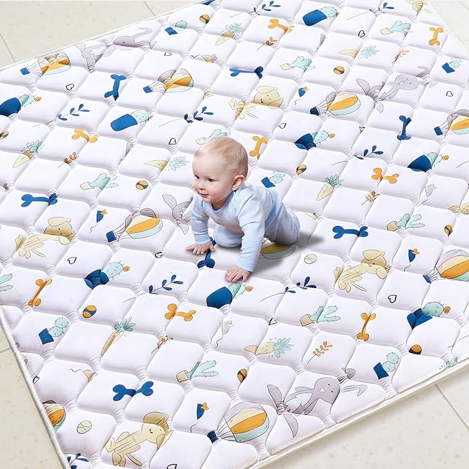 Premium Foam Baby Play Mat 47" X 47", Thicken One-Piece Crawling Mat, Non-Slip Cushioned Baby Playmats for Infants, Babies, Toddlers - Machine Washable for Easy Care