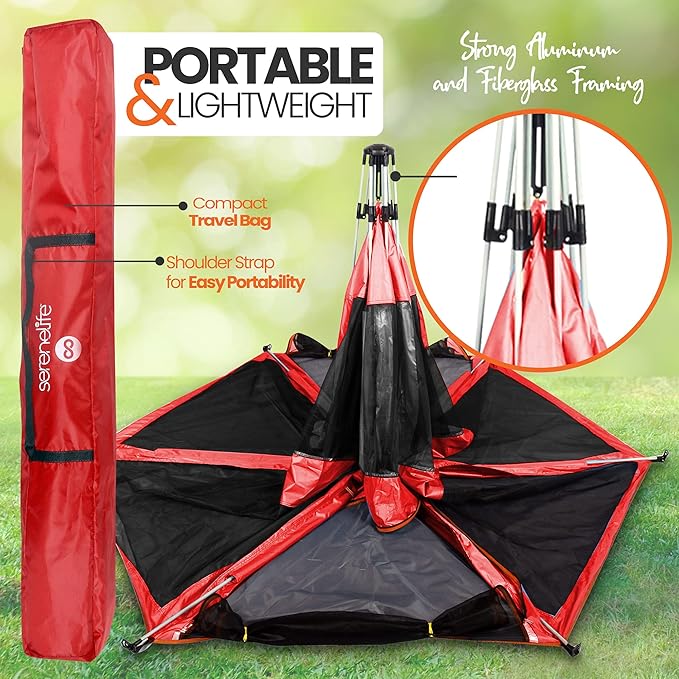 Serenelife ON-THE GO Baby and Toddler Pack and Play - Playpen - Play Yard Compact, Portable, Lightweight, Foldable- Indoor and Outdoor, w/Canopy, 5 Panel Mattress