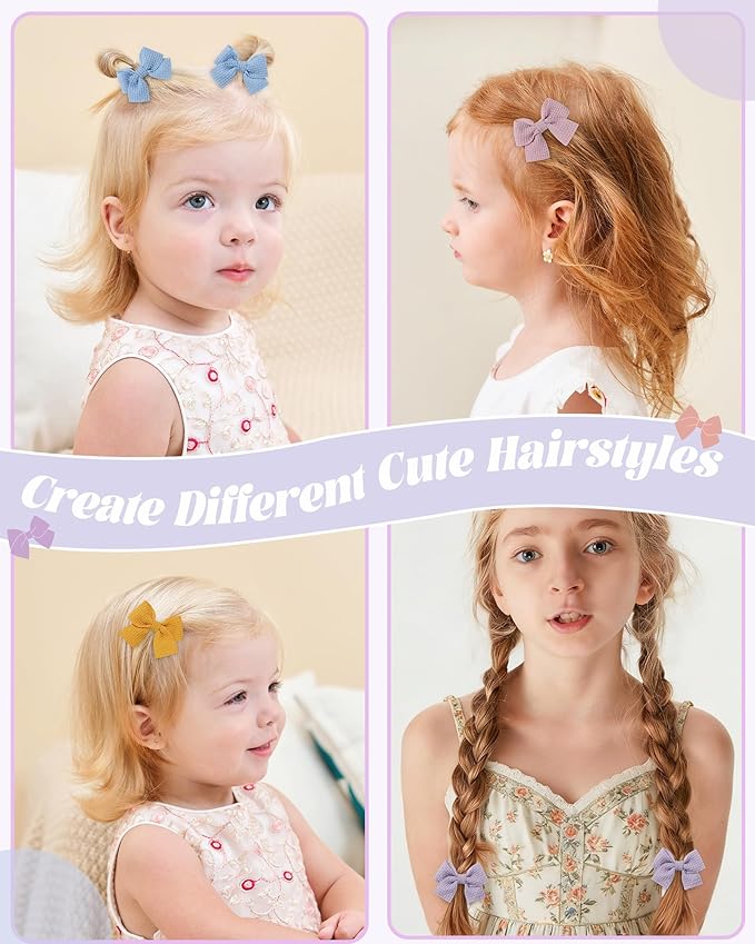 Jollybows 40pcs Baby Hair Clips for Girls Bows 2" Mini Alligator Clip Toddler Pigtail Bow for Fine Hair